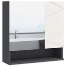 kleankin Light Grey Bathroom Mirror Cabinet, Wall Mounted Bathroom Storage Cupboard with Adjustable Shelves, 55W x 17D x 55Hcm