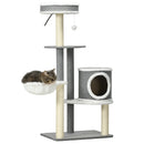 PawHut 124cm Cat Tree with Scratching Post, Bed, Hammock, House, Platforms
