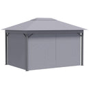 Outsunny 4 x 3(m) Patio Gazebo Garden Shelter w/ Curtains and Netting, Grey