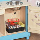 Outsunny Kids Kitchen Role Play Set with Pots and Pans Storage Shelf for 3+