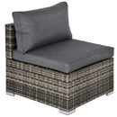 Outsunny Outdoor Garden Furniture Rattan Single Middle Sofa w/ Cushion Dark Grey