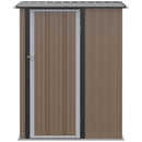 Outsunny Outdoor Storage Shed Steel Garden Shed with Lockable Door Brown