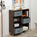 HOMCOM 7 Cube Storage Cabinet Shelving Unit with 3 Fabric Drawers Rustic Brown