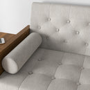 HOMCOM 3-Seater Sofa Bed Click-Clack Button-Tufted Settee Recliner Couch Beige