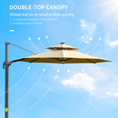 Outsunny 3m Cantilever Parasol Solar Lights Power Bank Base 360° Spin Beige