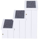 PawHut 3 Step Wooden Dog Steps Pet Stairs Cat Ladder for Bed with Storage White