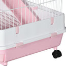 PawHut Six-Level Small Animal Cage, Indoor Pet House, Pink, 81 x 52.5 x 159 cm