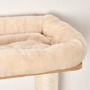 PawHut Wall-Mounted Cat Tree Shelter w/ Condo Bed Scratching Post Light Beige