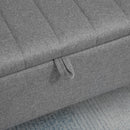 HOMCOM Storage Ottoman Bench, Linen Fabric Footstool with Steel Legs Grey