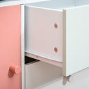 HOMCOM Kids Bookcase Multi-Shelf Modern Freestanding Cabinet of Drawer Pink