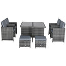 Outsunny Rattan Dining Set Garden Furniture Cube Table Chair Stool Cushion Seat