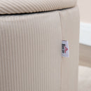 HOMCOM Modern Fabric Storage Ottoman with Removable Lid, Set of 2, White