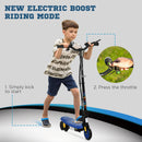 HOMCOM Folding Electric Scooter w/ LED Headlight, for Ages 7-14 Years - Blue