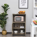 HOMCOM Kitchen Storage Unit Microwave Cart Trolley w/ Cabinet Wheels Shelf Grey