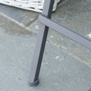 Outsunny Folding Steel Double Seat Garden Loveseat Bench Patio Chair Table Grey
