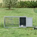 PawHut Wooden Rabbit Hutch Triangle Bunny Ferret Cage Guinea Pig Run Grey