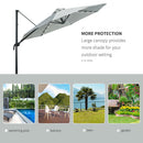 Outsunny 3(m) Cantilever Parasol Patio Sun Umbrella w/ Base Solar Lights Grey