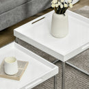HOMCOM Coffee Table Set of 2 High Gloss Nest of Tables with Steel Frame, White