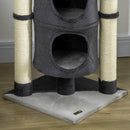 PawHut Cat Tree for Indoor Cats w/ Scratching Posts, Hammock, Toy Ball - Grey