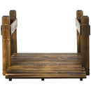 Outsunny 5FT Wooden Arc Footbridge for Pond Backyard Stream, Stained Finish