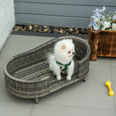 PawHut Wicker Dog Sofa Bed w/ Soft Water-resistant Cushion for Medium Small Dogs