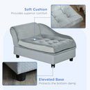 PawHut Pet Sofa with Storage, Dog Chair Cat Couch W/ Cushion, Grey 76x45x41.5 cm