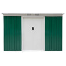 Outsunny 9 x 4FT Outdoor Metal Frame Garden Storage Shed w/ 2 Door, Dark Green