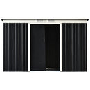 Outsunny 9 x 4FT Outdoor Metal Frame Garden Storage Shed w/ 2 Door, Grey