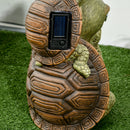 Outsunny Vivid Garden Statue 2 Tortoises Sculpture with Solar-powered LED Light
