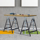 HOMCOM Set Of 2 Steel Saw Horses Telescopic Builders Work Bench Folding Black