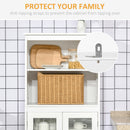 HOMCOM Kitchen Cupboard Storage Cabinet Adjustable Shelves, Glass Doors, White