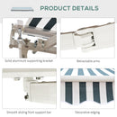 Outsunny Garden Sun Shade Canopy Retractable Awning, 2.5 x 2m, Green and White
