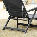 Outsunny Folding Chaise Lounge, Garden Lounger Headrest Cup Holder, Dark Grey