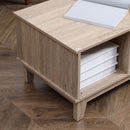 HOMCOM Coffee Table with Storage, Tea Table with Sliding Doors & Natural Rattan