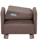 HOMCOM Upholstered Armchair, Nature Wood Frame Padded Living Room Chair, Brown
