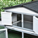 PawHut Large Rabbit Hutch with Run, Tray, Ramp, Wooden Guinea Pig House, Grey