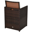Outsunny 5 Pieces Rattan Garden Furniture Sofa Set w/ Table Chair Footrest Brown