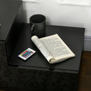 HOMCOM High Gloss Front Bedside Table Nightstand with LED Light Remote Black