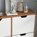 HOMCOM Shoe Storage Cabinet with 4 Flip Drawers for 16 Pairs of Shoes, Natural