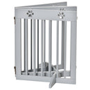 PawHut Pet Gate 4 Panel Wooden Dog Barrier Folding Fence w/ Support Feet