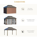 Outsunny 3.65 x 3(m) Aluminum Outdoor Gazebo w/ Hardtop Double Roof Sidewalls