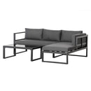Outsunny 3 PCs L-shape Garden Corner Sofa Set with Padded Cushions, Aluminium