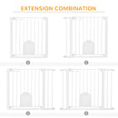 PawHut 75-103 cm Pet Safety Gate Pressure Fit Stair w/ Small Door Double Locking