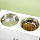 PawHut Raised Dog Bowls for Large Dogs Feeding Station w/ Stand, Storage - White