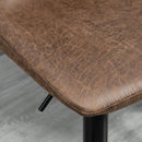 HOMCOM Set Of 2 Microfibre Retro Tub Bar Stools Metal Frame Footrest Seat Brown