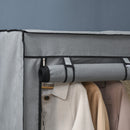 HOMCOM Fabric Wardrobe w/ 4 Shelves 2 Hanging Rails Foldable Closets Light Grey