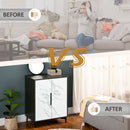 HOMCOM Storage Cabinet with Marble Effect Doors and Adjustable Shelf, Black