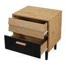 HOMCOM Bedside Table Cabinet Storage Chest w/ 2 Drawers Nordic Style Black