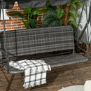 Outsunny 3-person Rattan Swing Chair, Hanging Bench w/ Stand, Adjustable Canopy
