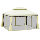 Outsunny 3m x 3.6m Aluminium Gazebo Canopy Patio Marquee Party Tent Cream White